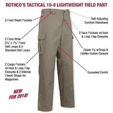 Tactical Pants - 10-8 Lightweight Field Pants (Spandex/Ripstop) - Rothco