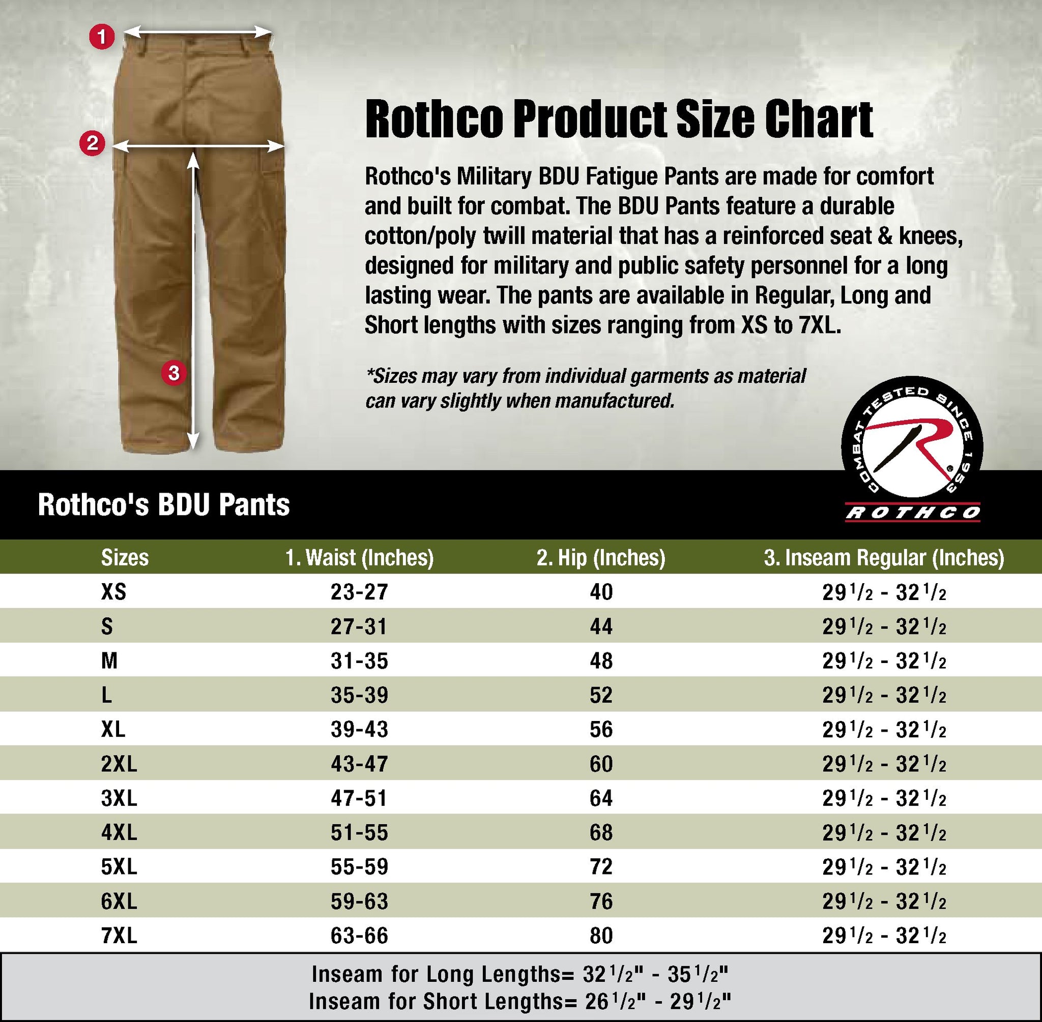 Combat Tactical Pants - BDU (Battle Dress Uniform) - Rothco